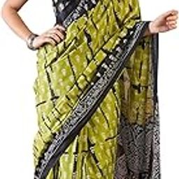 Women's Blue Cotton Bandhani Printed Ready To Wear one Minute Saree With Unstitched Blouse-image-62