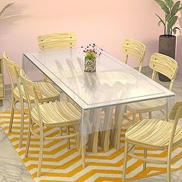 Kuber Industries 90x60 Transparent Table Cloth for Dining|Dining Table Cover for 6 Seater|Indoor Outdoor Table Protector (Transparent)-image-44
