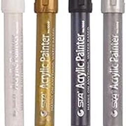 AISHU Black White Gold Silver Fine, Medium Point Acrylic Paint Marker Pens Permanent for Rocks Painting, Ceramic, Glass, Wood, Fabric, Canvas, Mugs, DIY Craft Making Supplies(Set of 4)-image-19