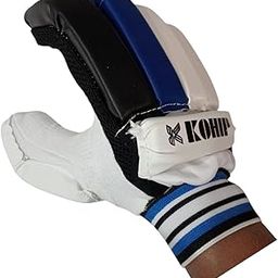 Kohip Cricket Batting Gloves, White and Blue, PU Material with Light Padding-2
