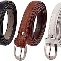Women's,Ladies's,Girl's Belt For Jeans, Women's Belt for Dresses Casual/Formal Combo Black Brown White Belt Pack of 3 Belt Free Size(Fit on Upto 36inch Waist-image-37