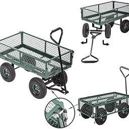 Wagon Cart Heavy Duty Steel Garden Carts, 400lb Weight Capacity Collapsible Lawn Outdoor Utility Cart with Removable Sides Long Handle and 10 Inch Wheels, Green-image-72