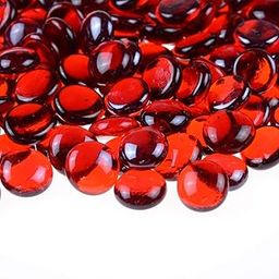 KINGOU Flat Glass Gems/Marbles/Stones/Beads for Vase Filler, Table Scatter, Games - 1 Lbs (17-19mm, Approx. 3/4")-Red-image-54