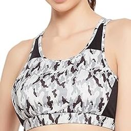 clovia Women's Polyester Medium Impact Padded Camouflage Print Racerback Sports Bra-picture-17