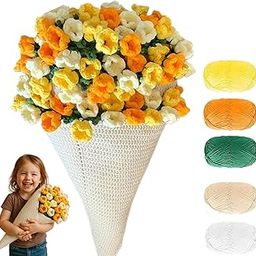Vihaanta Flower Bouquet Blanket, Crochet Flower Blanket Kit, 70 * 70cm Three-Color Lily of The Valley Blanket, Complete DIY Kit with 9 Yarn Balls, 1 Crochet Hook, 1 Pin, Ideal for All Skill Levels-8