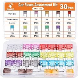 JOREST 30Pcs Mini Car Fuse Kit - Mini Blade Fuses Automotive - Replacement Fuses Assortment Kit for Car/RV/Truck/Motorcycle(2Amp 3A 5A 7.5A 10A 15A 20A 25A 30A 35A 40A)-20