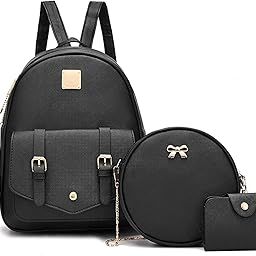32 all Fashion Girls 3-PCS Fashion Cute Mini Leather Backpack sling & pouch set for Women/gift for girlfriend-image-17