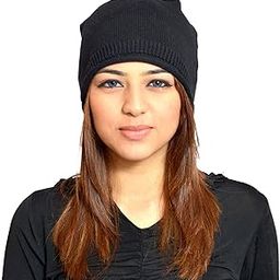 Women's Acrylic Solid Knitted Soft and Warm Winter Woolen Skull Beanie Cap Black-image-82