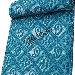 Malan Bai Printed Cotton Cloth Turquise Floral Materiel Natural Running Fabric Jaipuri Hand Block Printed Women Dress Material Kurtis Natural 43" Inches Width (5 Meter)-image-62