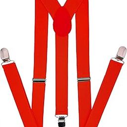 Adjustable Elastic Y Back Style Suspenders for Men and Women With Strong Metal Clips, Red-picture-11
