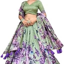 Floral Print Semi Stitched Lehenga Choli-image-6