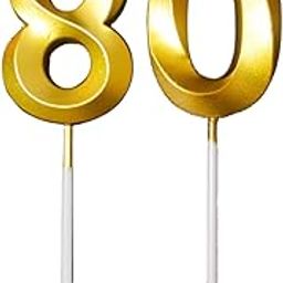 Party Decorz Gold Candle | Metallic Gold Candle for Birthday, Anniversary, Surprise Party Cake Decoration (Number-80)-image-5