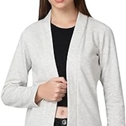 Women's Solid Full Sleeves Front Open Cotton Fleece Shrug-image-65