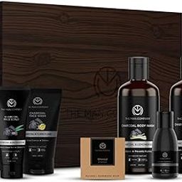 The Man Company Charcoal Grooming Kit with Body Wash, Shampoo, Face Scrub, Face Wash, Cleansing Gel, Solid Soap Bar | Combo Gift Set for Husband, Boyfriend - Set of 6-47