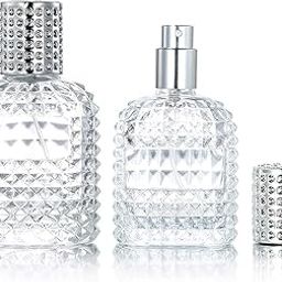 Hunky Dory 50ml Silver Empty Refillable Glass Bottle with Spray Pump and Cap for For DIY Perfume, Essential Oils, Blends, Rose Water(Pack of 2)-47