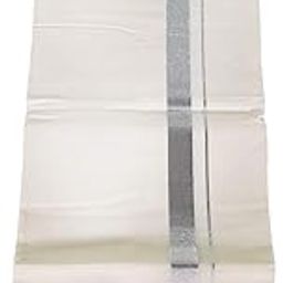Men's Cream 4 m Cotton Kerala Dhoti Mundu with Silver Kara Kasavu-26