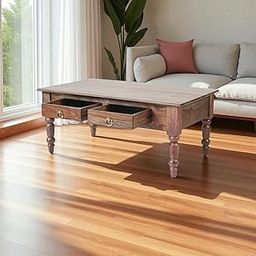 MISAN Solid Sheesham Wood Coffee Table – Elegant Center Table with Two Spacious Drawers | Sturdy & Stylish Wooden Furniture for Home & Living Room-image-35