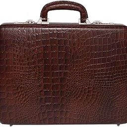 Leather Briefcase for Men | Hifly Brown Croc Leather Expandable Briefcase Bag Cum Office File Bag with 3 Digit Combo Locking Features & Inner Mesh Pocket for Office Use-picture-18