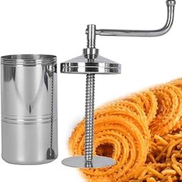 faas Stainless Steel Sev Chakli Murukku Sancha Maker Machine with 6 Different Jalis (Medium, Silver)-image-73