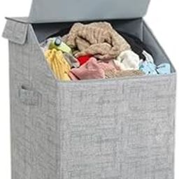 CUTBAZZ 75 L Jute Rectangular Foldable Large Laundry Bag/Basket With Lid & Handles, Collapsible Freestanding Clothes Storage Organizer for Bedroom (40x35x53cm,Grey Jute Mix, Set of 1)-picture-28