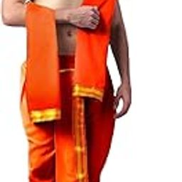 Men's PolySilk Readymade Mahraj Dhoti with Dupatta Elastic Ready to Wear Dhoti Pant Free Size Traditional Ethnic Wear for Weddings, Pujas & Festivals | Comfortable Fit, Easy to Wear-image-97