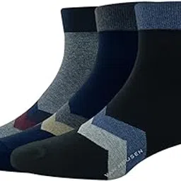 van heusen Men's Cotton Quarter Length Socks (Pack of 3) Anthra Melange, Navy, Black-picture-10