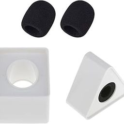 2pcs Microphone Sponge Round and 2 Pcs Microphone Station Logo - White Square and Triangle-image-69