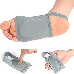 Foot Care Plantar Fasciitis Arch Support Sleeves for foot pain,muscle relaxation with soft Neoprene Cushion for Women & Men Feet Orthopedic Pad,Free Size-1 Pair (Arch Support SLeeve With Strap - Grey)-2
