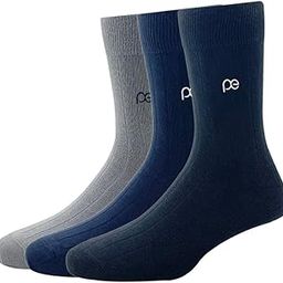Mens Cotton Full Length Socks Pack of 3 Light Grey Navy Brown-image-64