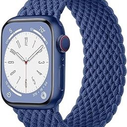 iTronix Solo Loop Braided Watch Strap Compatible with Apple Watch Band 49mm 45mm 44mm 42mm, Men Women, Stretchy Nylon Solace Sport Elastic Strap for iWatch Series Ultra/9/8/7/SE/6/5/4/3/2/1 (Blue)-image-1