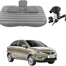 Oshotto Multifunctional Car Travel Bed Mattress with Two Air Pillows, Car Air Pump Compatible with Tata Zest (Grey)-image-123