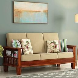 Varsha Furniture Solid Sheesham Wood 3 Seater Sofa for Living Room | Honey Finish, 182.9 x 78 x 86 cm-image-39