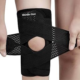 Wonder Care Adjustable Wrap Knee Support Brace, Air Mesh Fabric Knee Brace Cap for Pain Relief, Sports, Arthritis, Running Protection for Men & Women (1, XL (18-19"))-picture-29