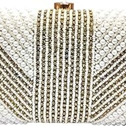 Women & Girls Embroidered White Pearl Nag Chain Beaded Clutch Purse for Party Wedding-image-7
