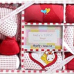 MOM CARE Newborn Baby Gift Set Has All Babies Essential Clothes Born Baby Items for Newly Born Baby Boy/Girl 11 pcs Set Red-24