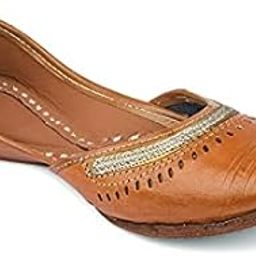 Womens Desicolour Casual Footwear for Womens/Punjabi Jutti/Mojari for Party tan Leather Hole Ballet Flat-image-61