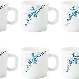 Larah by Borosil Mimosa Opalware Mug Set, 6 Piece, White, 180 Ml-image-11