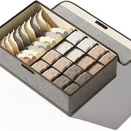 PRIME PICK Storage Box & Cloth Organiser Pack of 1 clothes organizer Cotton Jute Mix Wardrobe Organizer for Storage Foldable Washable Box with Lid Metal Frame & Handles Ideal for Almirah Drawer-28