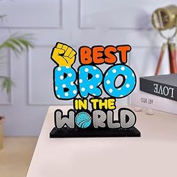 CraftVatika Rakhi Gift for Brother | Wooden Idols and Figurine Best Brother in The World Quotes Table Decoration for Office Desk | Home Decoration Item | Rakhi Gift Showpiece Decorative Gifting Item-image-25