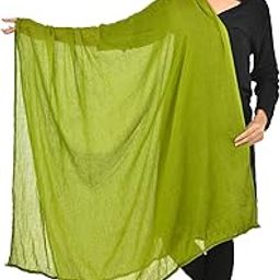 Cotton Dupatta Solid Mehendi Green Large Long Lightweight Shawl Fashion Scarves-30