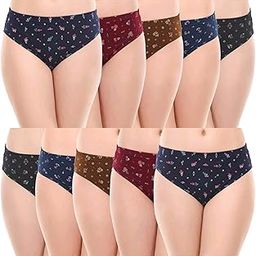 Prity Ladies Pure Cotton Hipster Bikini Briefs Print Panties (Pack of 10) (Color May Vary)-picture-12