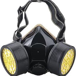 ATHA Chemical Respirator Paint Gas Mask Double Cartridge Double Filter Mask Carbon Silicone Antivirus with Inbuilt Filter Mask Chemical Half Face Respirator Mask (1 Psc_Black)-image-13