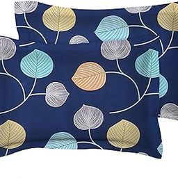 BSB HOME Present Designer Printed Cotton 160 TC Standard | Regular | King Size Pillow Cover Set of 2 Piece (18x28 Inches, Blue and White), Floral, 150 Threads-0