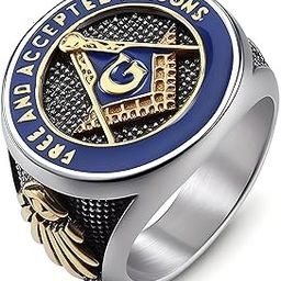 Masonic Signet Rings For Men | Luxury Solid Pure Titanium Stainless Steel Ring Jewellery (Blue Gold - Stainless Steel, 17-21- 24)-image-57