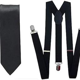 Black Suspender and Neck Tie Set for Men - Black-image-62