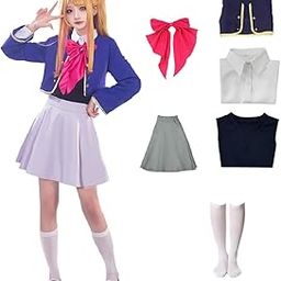OshiNoKo Ruby Hoshino Aquamarine Cosplay JK Uniform Blue Costume School Uniform Suit Women-image-25