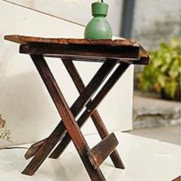 Bros Moon Kraft Wooden Kid's Favourite Tiny 10 Inches Folding Stool for Coffee Table and Living Room || Side Table Stool in Living Room || 10 Inches || Brown-image-61