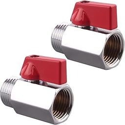 Brass Mini Ball Valve (Pack of 2) – 1/2 Inch BSP Female x Male Thread Shut-Off Valve for Water, Oil & Gas Flow Control-10