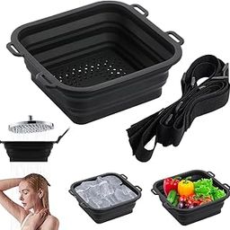 Suicune Ice Shower Kit for Muscle Recovery, Portable Quick Ice Bath Tub Mini, Foldable Silicone Ice Shower Bath Bucket for Cold Shower Therapy Black-image-38