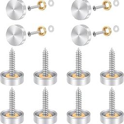 VICTAC Silver Decorative Brass Cap Cover for Mirror, Sign/Advertising, Name Plate - Round Screw Cap for Wardrobes Furniture Fittings - Pack of 10-15